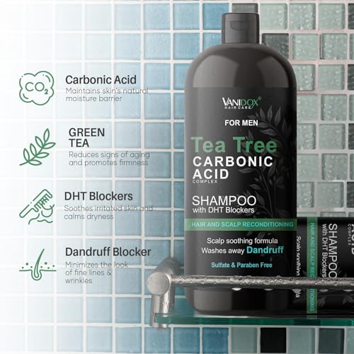 Tea Tree Shampoo For Men with Organic Tea Tree Oil and Carbonic Acid - Mens Tea Tree Shampoo For Itchy and Dry Scalp, Fights Hair Loss and Stimulates Hair Growth - With DHT Blockers (16 FL Oz) - Image 4