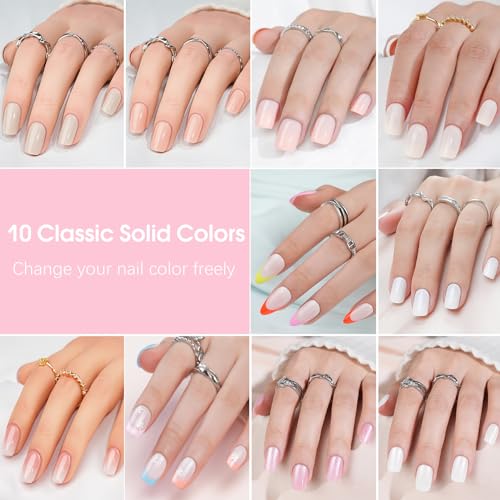 Jofay Short Solid Color Press On Acrylic Nail Kit 10 Pack with 7ml Glue - Image 2