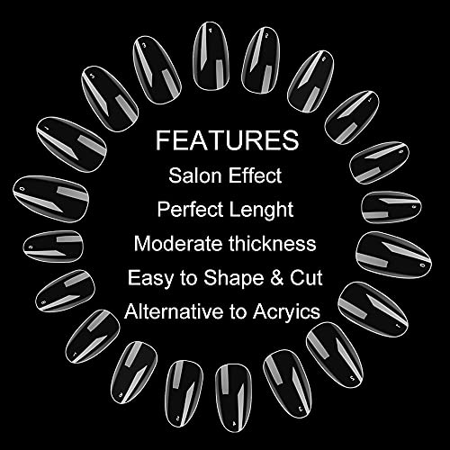 Noverlife 1200PCS Clear Short Almond Nail Tips for DIY Manicure, 10 Sizes Included - Image 5