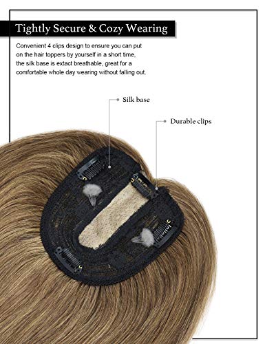Rose Bud 14 Inch Light Brown Human Hair Clip-In Topper for Thinning Hair - Image 3