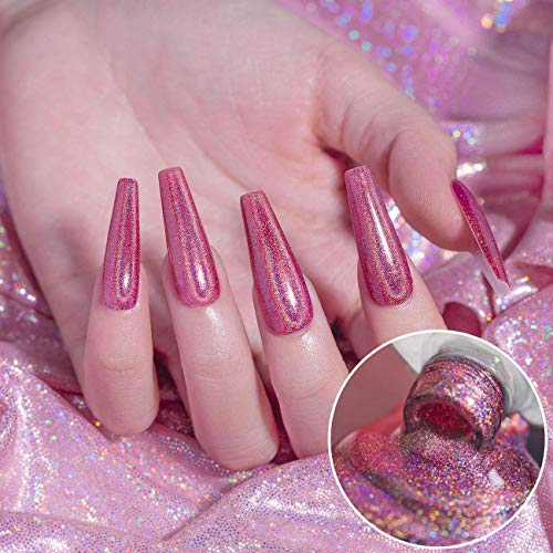 RARJSM Holographic Nail Polish Red Gel Nail Polish with Rainbow Effect Nail Lamp Required 1 Pack 0.25 Fl.oz Gel Polish Colors for Starter Nail Art Design RAR75 - Image 2