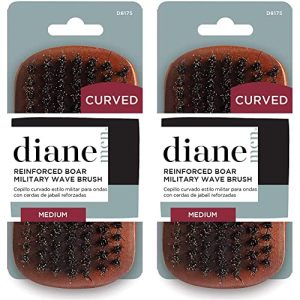 Diane medium firmness reinforced boar bristle, curved military style wave mens hair brush, d8175 (Pack of 2)