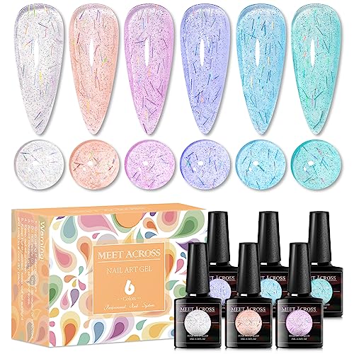 6-Color Holographic Glitter Gel Polish Set for DIY Nail Art - Shimmering Finish - Image 7