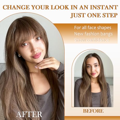 Bangs Hair Clip in Bangs-100% Human Hair Clip On Bangs Dark Brown Clip in Bangs Real Human Hair Fake Bangs Hair Clip In Hair Extenisons With Temples Hairpieces For Women - Image 5