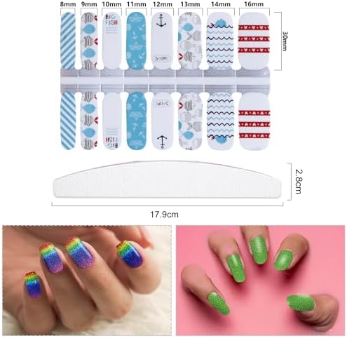 6 Sheets Mix Design Nail Art Strips for Women Gel Nail Stickers Full Nail Wraps for Girls Snake Skin Gloss Anchor Design Nail Polish Stickers Stick On Nails Gel Nail Strips Nail Decals - Image 3