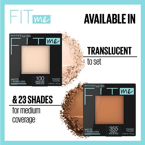 Maybelline Fit Me Matte + Poreless Pressed Face Powder Makeup & Setting Powder, Classic Ivory, 1 Count & Fit Me Loose Setting Powder, Face Powder Makeup & Finishing Powder, Fair Light, 1 Count - Image 4