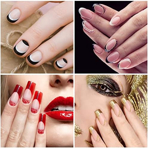 10 Sheets 3D Glitter Lines Nail Stickers Holographic Nails Art Stickers Colorful Metal Stripe Nail Decals Self Adhesive Geometric for Women Girls French Tip Manicure DIY Supplies - Image 3