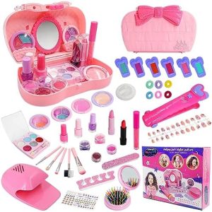 Kids Makeup Set Toys Gift, Washable Make Up Kits and Nail Polish Set Hair Dye Stick for Girls , Perfect Kids Christmas Birthday Gifts for Girl Ages 3 4 5 6 7 8 9 10 11 12 Year Old