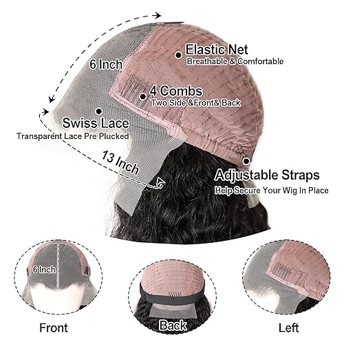 BLY Human Hair Lace Front Glueless Wigs for Women 13x6 Kinky Straight Pre Bleached Knots Yaki Human Hair Wig HD Transparent Lace Pre Plucked 180% Density Natural Black Color 26 Inch - Image 5