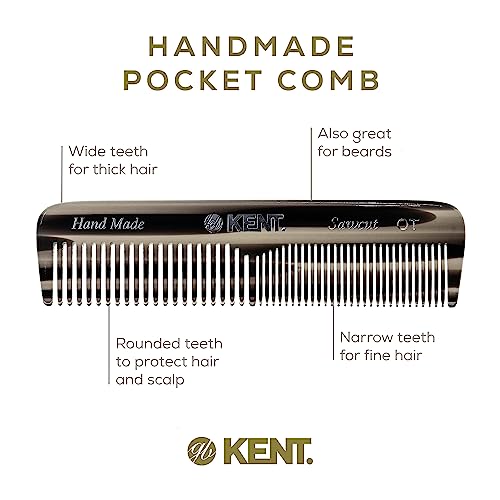 Kent OT 4.5 Inch Double Tooth Graphite Pocket Comb for Hair Beard Mustache Grooming - Image 4