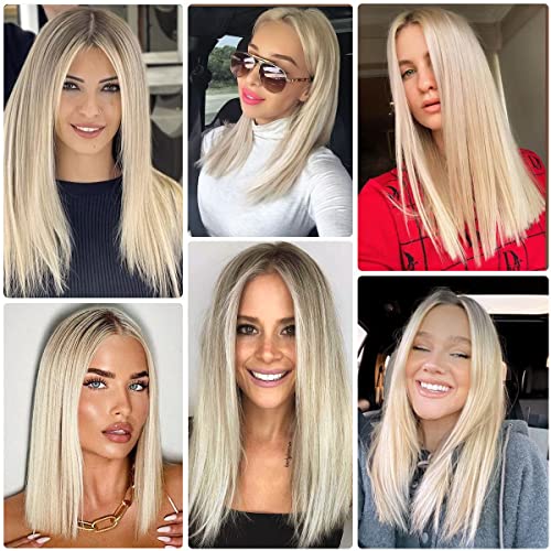 EMMOR Long Platinum Blonde Lace Front Wig for Women, 20 Inch Natural Hair Straight Synthetic Wigs Middle Part,Hand Tied/Skin-Friendly/Lightweight - Image 3