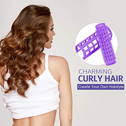 24 Piece Purple Small Plastic Hair Rollers Set with Steel Pintail Comb for Styling - Image 5
