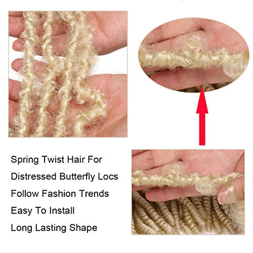 Xtrend 90strands Honey Blonde Spring Twist Crochet Hair 8 Inch Synthetic Crochet Braids Hair for Distressed Butterfly Locs Fluffy Twist Hair Extensions for Women 27# - Image 8