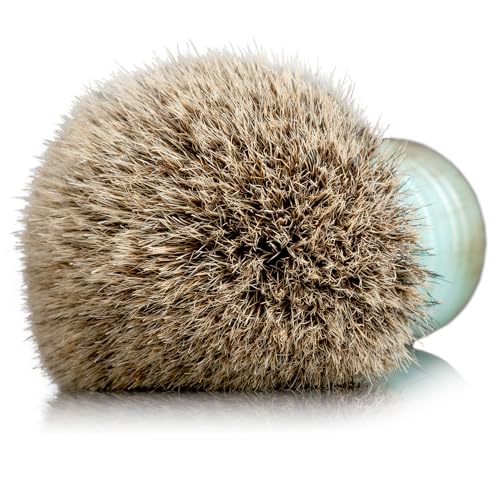 Lather & Wood 100% Badger Shaving Brush Blue Agate Resin Handle - Image 2