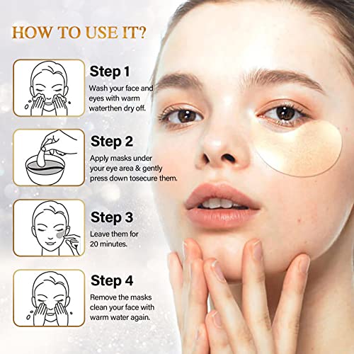Under Eye Masks - 24K Gold Under Eye Patches for Puffy Eyes and Dark Circles - Under Eye Treatment, Fine Lines & Puffiness, 30 Pairs Collagen Eye Gel Pads for Personal Care - Image 5
