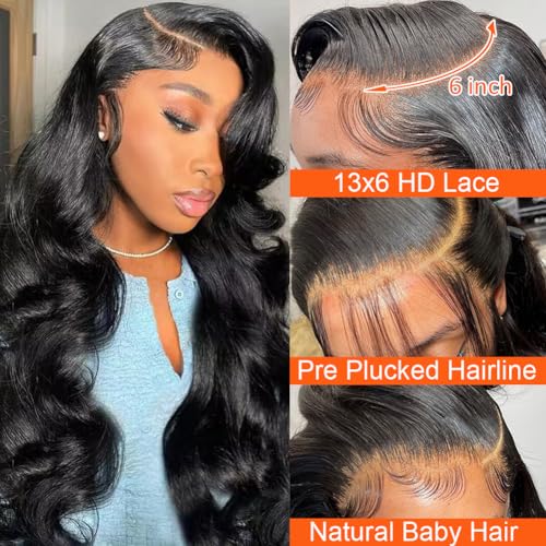 28 Inch 250% Density HD Body Wave Lace Front Wig, Glueless Pre-Plucked for Black Women - Image 2