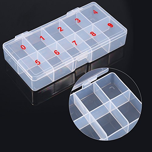 5 Pcs Nail Tip Box Nail Drill Bit Case False Empty Nail Tips Organizer Storage Box False Tips Plastic Half Cover Compartments Acrylic Translucent Art Storage Case Container Nail Box for Salon Home DIY - Image 3