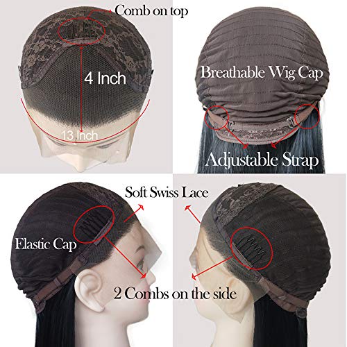 WeiSha Dark Green Wig For Women Long Wavy Synthetic Lace Front Wig Beach Wave With Natural Hairline Side Parting 13x4 Frontal Lace Wig Heat Friendly Fiber Viridian Green Wig 150% Density (24 Inches) - Image 6