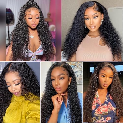 180 Density Deep Wave Lace Front Wigs Human Hair HD Transparent Wet and Wavy Glueless Wigs Pre Plucked with Baby Hair 13x4 Curly Lace Frontal Wigs for Black Women 20 Inch - Image 6
