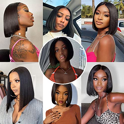 Bob Wig Human hair,Middle Part Lace Front Wigs Human Hair Pre Plucked with Baby Hair HD Lace Frontal Wig Straight Glueless Wigs Short Bob Wigs for Women 180% Density - Image 5