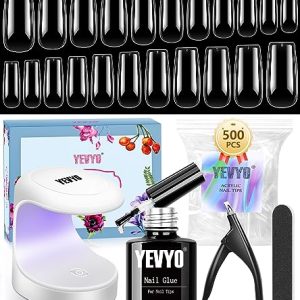 Portable Gel Nail Extension Kit 500 Short Square Tips UV Lamp Nail Glue Included