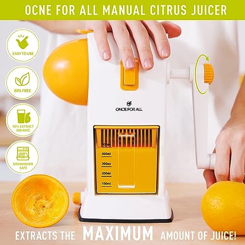 Hand Citrus Juicer, Manual Lemon Orange Juice Squeezer, Max 99% Extraction Rate, Cold Press juicer with Pulp-Filter, Dishwasher Safe Easy to Cleanup - Image 2