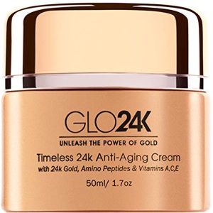 GLO24K Timeless Anti-Aging Cream with 24k Gold, Potent Peptides, and Vitamins A,C,E and Retinol