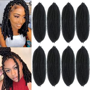12 Inch Springy Afro Twist Hair 8 Packs Marley Twist Braiding Hair Pre-fluffed Spring Twist Hair Afro Twist Hair Marley Hair for Faux Locs (12 Inch (Pack of 8), 1B# Marley Twist)