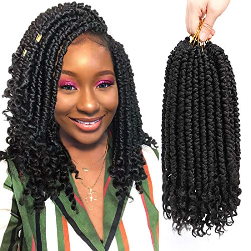Pre Spring Twist Crochet Hair Senegalese Crochet Braids For Black Women Synthetic Passion Twist Braiding Hair Pre Looped Short 12inch Crochet Hair Curly #1B
