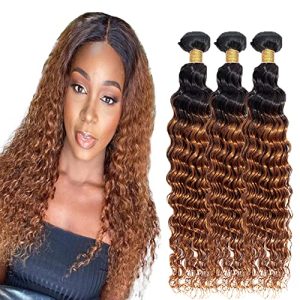Ombre Loose Wave Bundles 1b/30 Human Hair 3 Bundles 8 10 12 Inch 2 Tone Black and Brown Deep Wave Bundle Human Hair Weave 8A Brazilian Virgin Ombre Deep Wave Bundle Human Hair Extensions