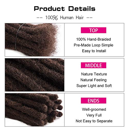 100% Human Hair Dreadlocks Extension For Men/Women 14 inch 20 Locs/pack Handmade Dark Brown Short Hip-hop Locs Reggae Braiding Hair (14 Inch(20 Locs/Pack), Dark Brown) - Image 3