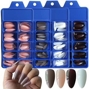 LuckForever 480 Piece Medium Almond Full Cover Press on Nails Set 12 Sizes 4 Colors