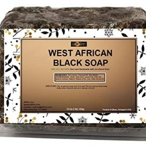 100% Organic West African Black Soap 16oz Bar for Psoriasis Acne Eczema