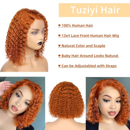 12 Inch Ginger Curly 13x4 Lace Front Wig Human Hair Wet and Wavy 180% Density - Image 6