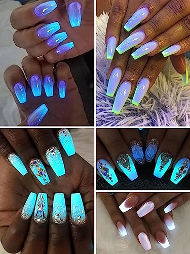 12 Boxes Luminous Pigment Nail Powder, Kalolary Neon Color Nail Powder Pigment Eyeshadow Powder UV Glow Fluorescent Matte Colorant Glow in The Dark Makeup - Image 6
