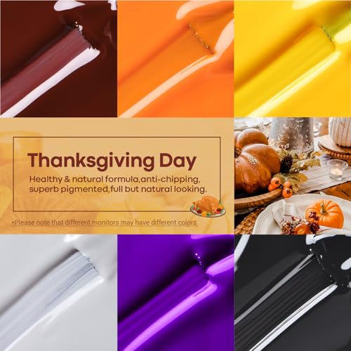 modelones Gel Nail Polish Set- 6 Colors Thanksgiving Day Orange Yellow Nail Polish Color Changing Gel Polish Kit Gray Black Nail Gel Kit Soak Off LED Nail Art Gifts DIY Salon Home - Image 2