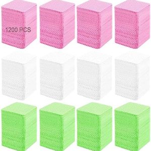 1200PCS Lint Free Nail Wipes Lint Free Wipes, Glue Wipes for Eyelash Extension, Glue Cleaning Wipe Lint Free Non Lint Nail Wipes, Soft Gel Nail Polish Remover Pads Wipes for Lash Extensions (Green)