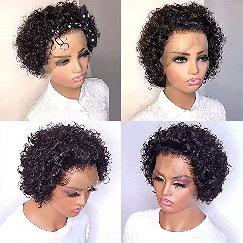 Short Pixie Cut Lace Front Wigs Human Hair for Women Short Curly Bob Wig Water Wave Short Curly Wigs for Black Women 13x4 HD Pixie Cut Wig Brazilian Virgin Human Hair Wigs 150% Density - Image 2