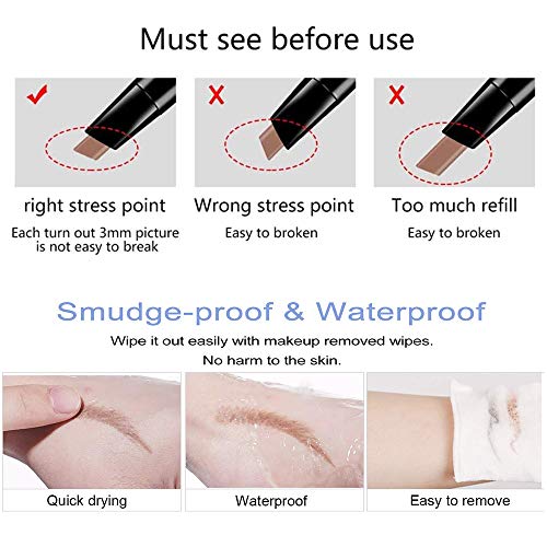 Eyebrow Tattoo Pencil,Eyeliner Pencil, with Eyebrow knife,Eyebrow brush Long Lasting Waterproof and Smudgeproof Natural Looking Brows (Brown/Black) - Image 7
