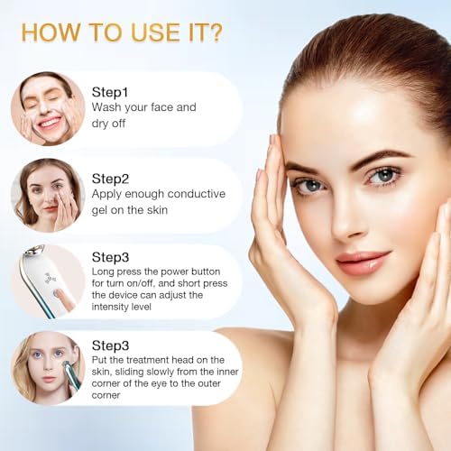 RF Radio Frequency Eye Device | Under Eye Bags Treatment | Eye Bags | Eye Puffiness | Dark Circles | Wrinkle Reducing | Anti Aging Device - 2 in 1 Professional RF Eye Skin Care Beauty Device - Image 9