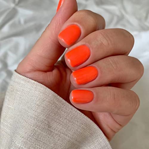 Square Press on Nails Short Fake Nails Full Cover Glue on Nails Glossy Heatwave Orange Acrylic Nails 24 Pcs 12 Size Press-On Spring Summer Fake False Gel Nails Manicure Set for Women Girls,• Savanna • - Image 4