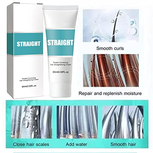 Protein Hair Straightening Cream, 2023 New Protein Correcting Hair Straightening Cream, Nourishing Smoothing Collagen Hair Straightener Cream, Curly Hair Straightening Cream for All Hair Types - Image 2