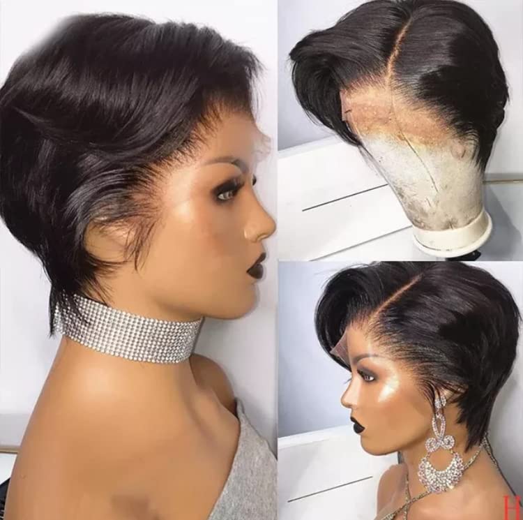 Usexy Pixie Cut Lace Front Wigs Human Hair 13x4 Lace Front Wigs Human Hair Short Bob Wigs Straight Lace Front Pixie Cut Wigs For Black Women 150% Density Pre Plucked With Baby Hair 1B Color - Image 3