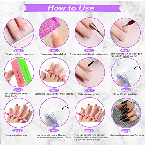 69PCS Gel Nail Polish Kit with UV Light Nail Lamp Gel Manicure Dryer Lamp 28 Colors Gel Polish Nail Set Soak Off Gel Nail Set,Nails Gel Polishing Shape Tools Supplie Set for Nail Manicure Salon & Home - Image 6