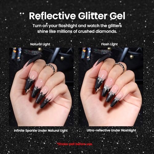 beetles Gel Polish Beetles Builder Nail Gel 12 Pcs, 8-in-1 Pink Pastel Nude Gel Builder Glitter Liner Nail Polish Set Midnight Clubbing 2 Pcs Nail Art Gel - Image 7