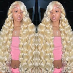 30 Inch 613 Lace Front Wig Human Hair 13x4 Blonde Wig Human Hair Body Wave Lace Front Wigs Human Hair 180 Density HD Transparent Lace Frontal Wigs Human Hair Pre Plucked Colored Wigs for Women