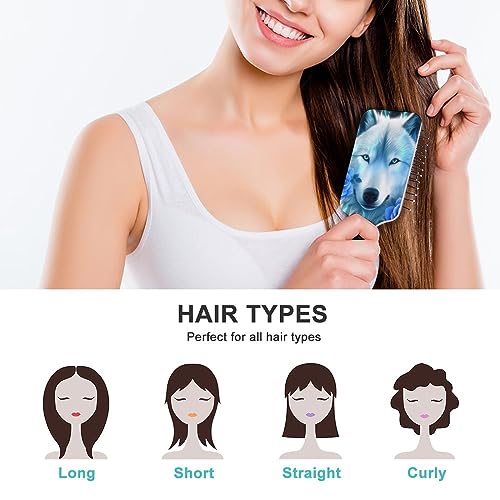 Hair Brush Wolf Blue Flower Air Cushion Comb Plastic Soft Anti Static Hairbrush Paddle for Women Girls Ladies - Image 3