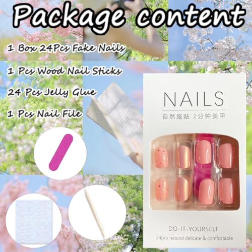 Extra Short Square Orange Glitter Press on Nails for Women - 24 Pcs Reusable Kit - Image 6
