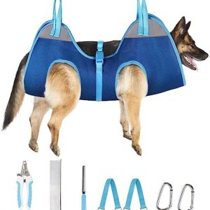 Adjustable Pet Grooming Hammock Kit for Dogs and Cats with Nail Clippers