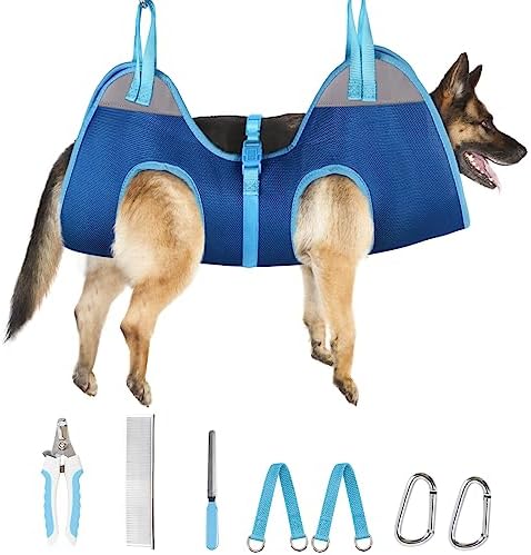 Adjustable Pet Grooming Hammock Kit for Dogs and Cats with Nail Clippers
